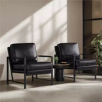 Yaheetech Set of 2 Retro Upholstered Lounge Arm Chairs with Metal Arms, Removable Seat & Back Cushion