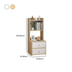 Modern Tall Wood Spacious Shelves 2-Drawer Nightstand