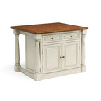 Homestyles Monarch 3-Piece Off-White Wood Kitchen Island Set with Drop Leaf Wood Top - 48 x 25 x 36
