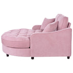 Chenille Chaise Lounge Sofa Bed, Upholstered Sofa Couch with Tufted Backrest and 2 Detachable Pillows for Living Room