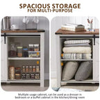 SinCiDo Farmhouse 60Dressing Table with Sliding Barn Door and 4 Drawers,Drawer Cabinet Living Room,Bedroom,Coffee Bar