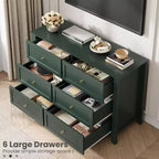 6 Drawer Dresser for Bedroom, Large Dresser with Deep Drawers & Metal Knobs, Modern Wooden Chests of Drawers for Entryway, Hallway