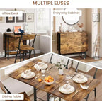 47 5-Piece Farmhouse Folding Dining Set for 4  Wooden Drop Leaf Table on Wheels & 4 Foldable Chairs  Sturdy Steel Frame, Space-Saving for Apartmen