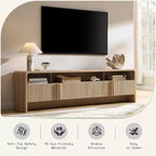 AMERLIFE 70 Modern TV Stand with Fluted Design & Storage Cabinets, for TVs up to 80, Wood Entertainment Center Media Console for Living Room