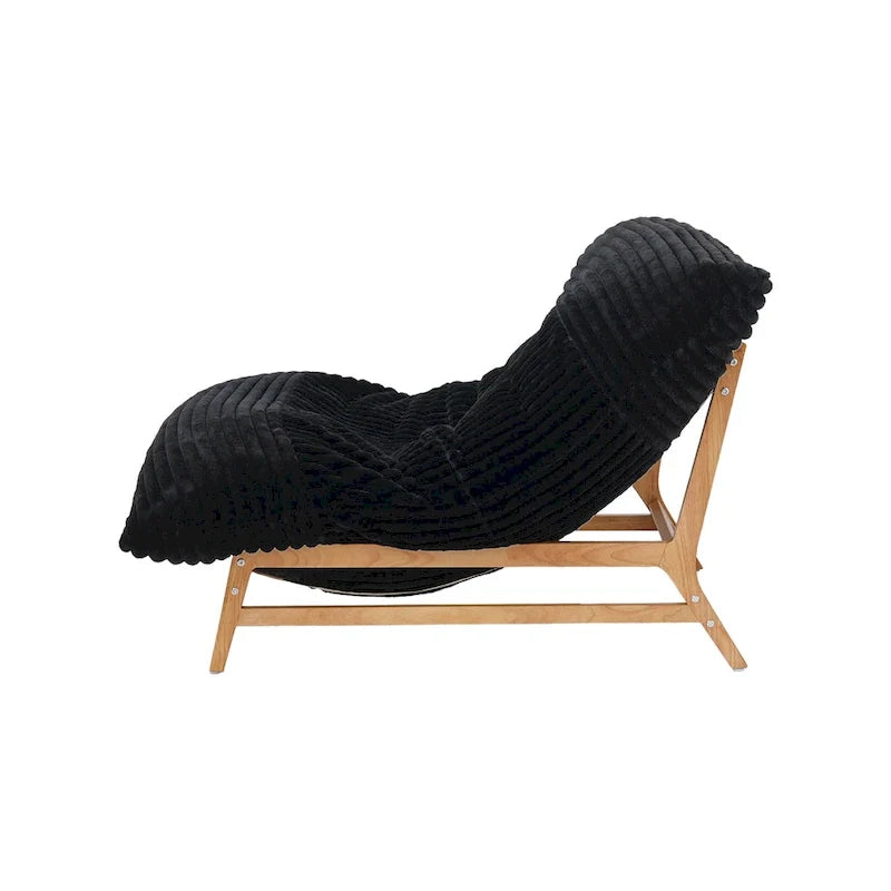 Bean Bag Accent Chair Large Plush Bean Bag Lounger with Solid Wood Frame Comfy Lounge Chair with Down Filling