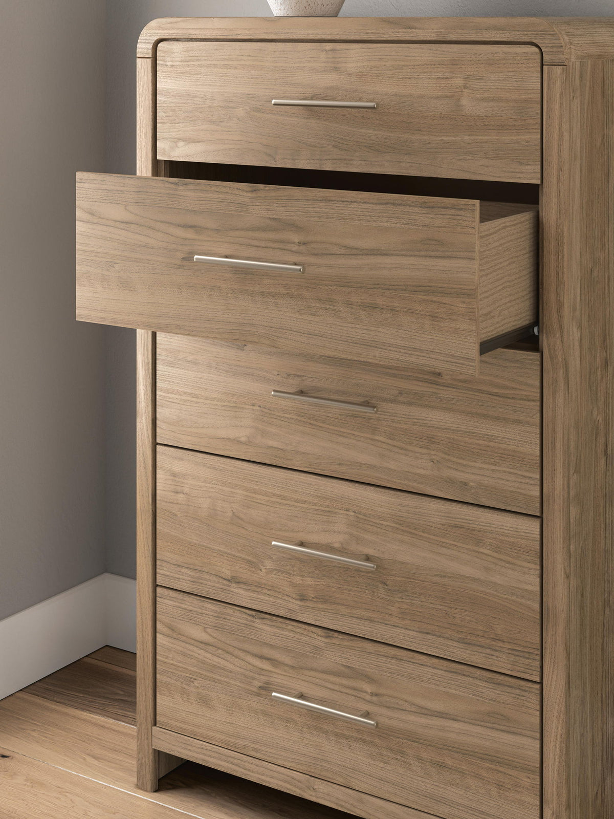 Brown Five Drawer Chest
