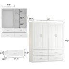 93.9H/74.2H Armoires Wardrobe Closet Cabinet Hanging Drawers Storage