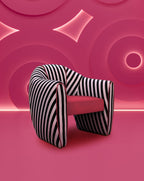 Striped Velvet Satin Sculptural Armchair