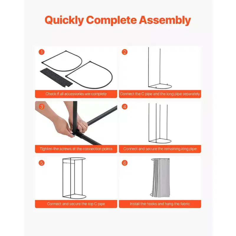 VEVOR Fitting Room, Dressing Room with Thick Polyester Curtains, Privacy Space with Shading Curtain and a Hook, 39 x 37 x 79 in, Gray