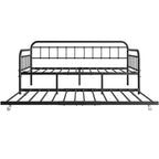 MAYEERTY Twin Size Metal Daybed Frame with Trundle, Heavy Duty Sofa Bed Platform, No Box Spring Needed, Black