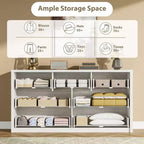 Wide Modern 7-Drawer Dresser for Bedroom, Large Wooden Chest of Drawers with Storage Organizer for Living Room, Hallway & Entryway