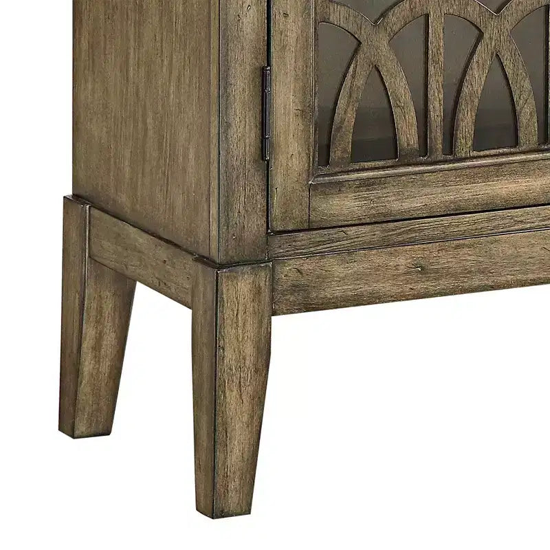 40 Wide Glass Door Accent Cabinet with Adjustable Shelf, Distressed Parchment Finish