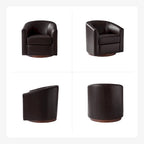 Haley Modern Swivel Barrel Faux Leather Chair with Solid Wood Base Set of 2 by HULALA HOME