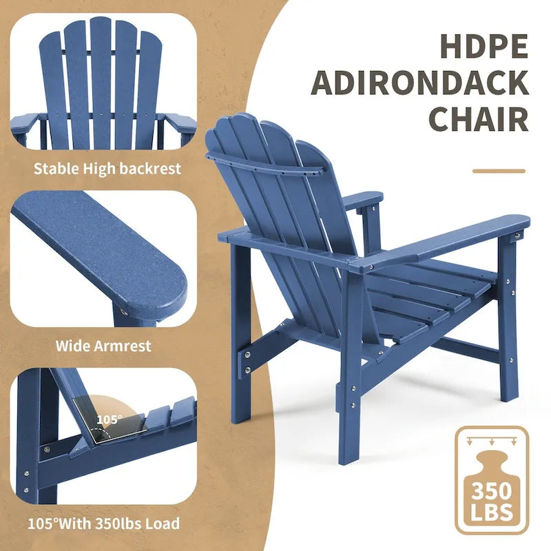 Vrakae 6 Pcs Patio HDPE All-Weather Stacking Adirondack Chair
