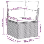 vidaXL 9 Piece Patio Sofa Set with Cushions Gray Poly Rattan
