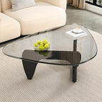 Triangular Wood Glass Top Coffee Table