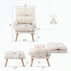 Accent Chair with Ottoman Set, with Adjustable Backrest