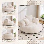 Bean Bag Sofa for Adults Kids, Oversized Corduroy Bean Bag Chair with 3 Pillows & Armrest for Living Room Bedroom - ModernLuxe