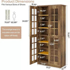 Lantine Tall Shoe Cabinet with Doors, 8-Tier Shoe Storage with Adjustable Shelves, Modern Shoe Rack Cabinet for Hallway, Closet, Living Room, White