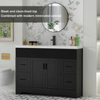 Wavy Line 30/36/48 Bathroom Vanity Set with Sink & Faucet