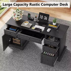 60 Farmhouse Executive Desk for Home Office - Wooden Writing Desk with Drawers, Cabinet Storage, Rustic Home Office Desk for Work Study