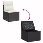 vidaXL 4 Piece Patio Sofa Set with Cushions Poly Rattan Acacia