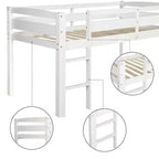 Luxystar Twin Size Solid Wood Loft Bed with Ladder and Fence for Kids Room