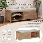 43.30 Solid Wood Storage Bench with Contemporary Distressed Blinds