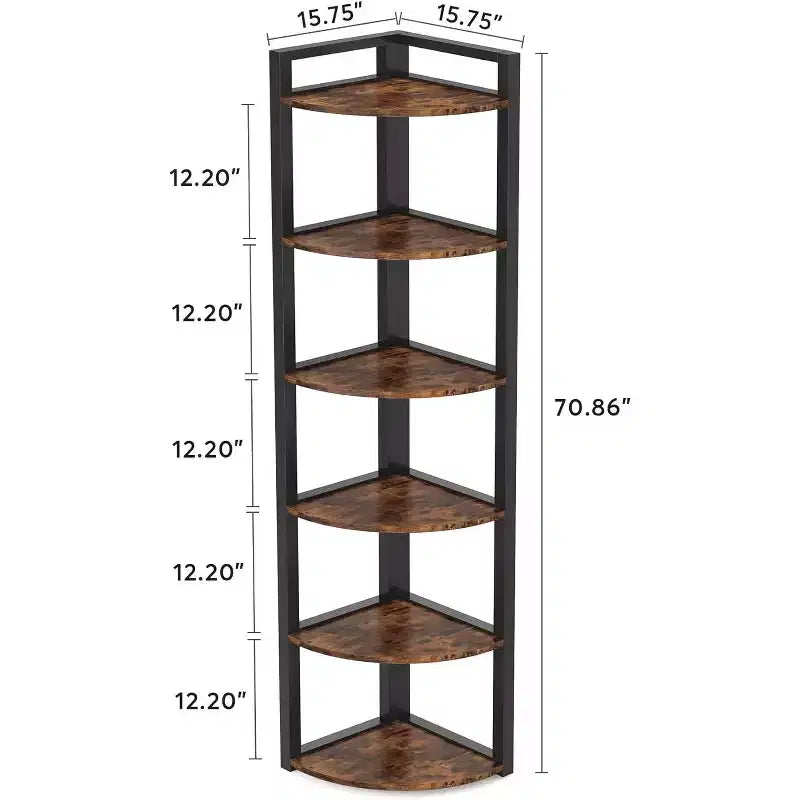 Tribesigns 6-Tier Corner Bookshelf, 70.86 Tall Book Shelving Unit Storage Rack