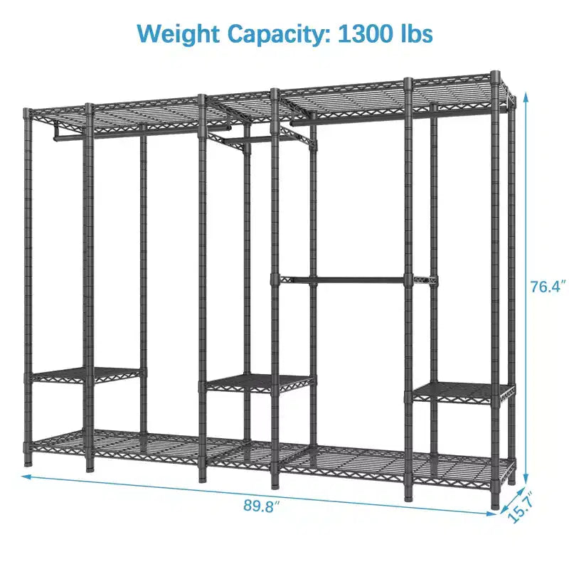 Extra Large Portable Closet Rack Heavy Duty Clothes Rack Max Load 1300 lbs