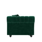 Whisen Velvet 3-in-1 King Size Pull-Out Sofa Bed & Convertible Sleeper Sofa with Movable Ottoman, Tufted Design