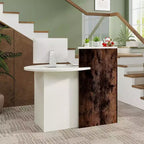 Costway Front Reception Counter Desk Checkout Office Desk with Open Shelf & Lockable Drawer White/Brown/Black