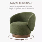 Spruce&Spring Upholstered Swivel Accent Barrel Chair with Wood Base