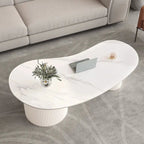 Minimalist Standard White Oval Coffee Table with 2 Drawers
