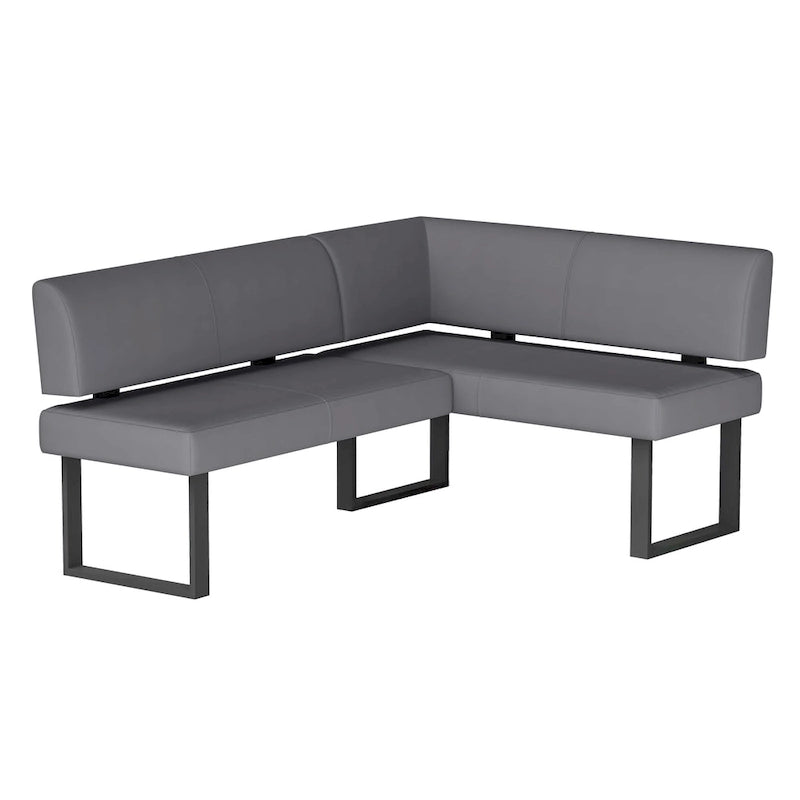 Somette Lillian 3-Piece Gloss Gray Dining Set with Dining Table, Nook and Bench