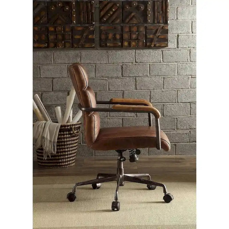ACME Harith Executive Office Chair, Retro Brown Top Grain Leather