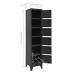 Anthracite 6-Door Steel Locker Cabinet, Multi-User