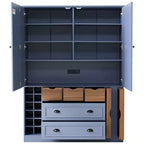 Whisen 71 Tall Freestanding Kitchen Pantry, Large Dining Storage Cabinet Cupboard Sideboards With 4 Foldable Doors, Shelves, Wine Racks