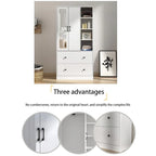 Wardrobe Clo Armoire wi/Mirror & Scalable Hanging Rod Space Saving