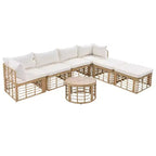 Whisen Weather-Resistant Rattan Outdoor Sectional Sofa Set Patio Couch Set with Thick Cushions and Pillows, Freely Combined Conversation Sets