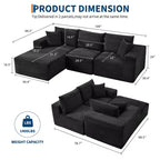 108 Modern Sofa Couch, 3 Seater Upholstered L Shaped Sofa with Pillows, Deep Seat Sofa, No Assembly Required