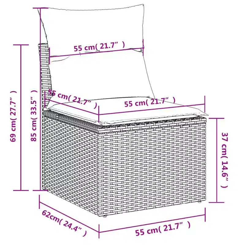 vidaXL 9 Piece Patio Sofa Set with Cushions Gray Poly Rattan