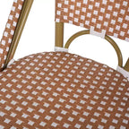 sumyeg 29.5 Outdoor French Bistro Bar Stools Set of 2, PE Rattan Wicker with Aluminum Frame, Bamboo Look Finish, Rust Red & White