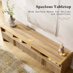 AMERLIFE 70 Modern TV Stand with Fluted Design & Storage Cabinets, for TVs up to 80, Wood Entertainment Center Media Console for Living Room