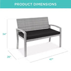 Best Choice Products 2-Person Outdoor Wicker Bench Garden Patio Porch Furniture w/ 700lb Capacity, Cushion