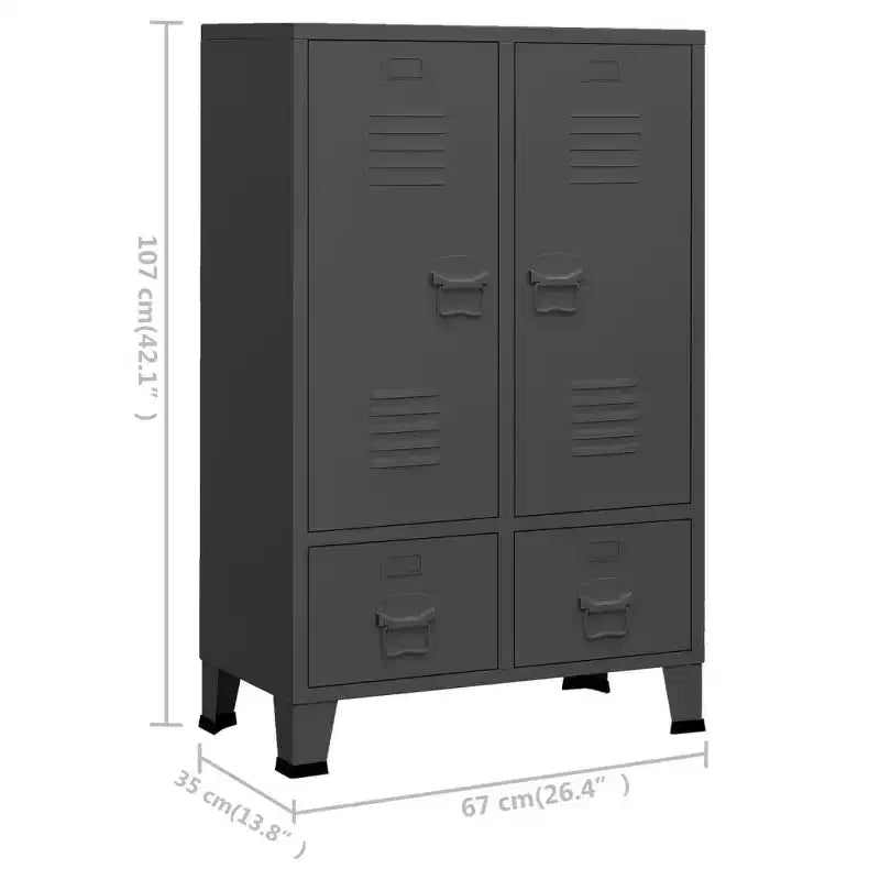 vidaXL Wardrobe Black Sheet Metal Medium Adjustable Shelves