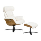 Jovan 31.5 Genuine Leather Recliner Lounge Chair with Ottoman