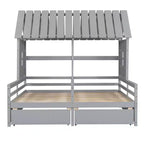 Whisen House Platform Beds with Two Drawers for Boy and Girl Shared Beds