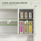 71 Kitchen Pantry Cabinet, Tall Storage Cabinet with Microwave Stand, Modern Kitchen Hutch,3 Adjustable Shelves for Living Room, Dining Room