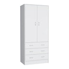 19 Modern Double-door Armoire with 3 Drawers and 1 Hanging Rod for Bedroom